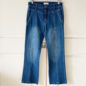 Sundance Peyton Kick Flare Yoke Front High Rise Cropped Jean Size 26